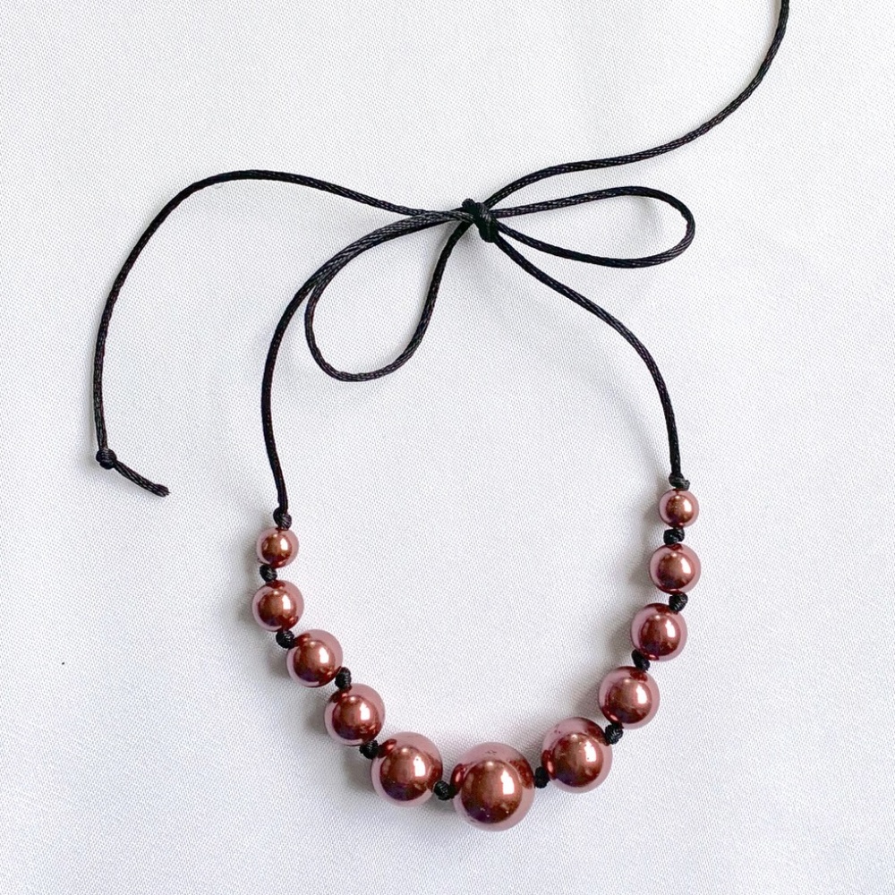 Handmade Burgundy Glass Bead Necklace